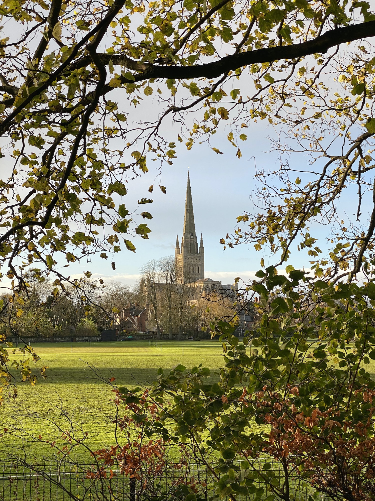 View to Norwich Cathedral, UK